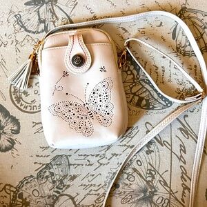 Cream Butterfly & Bee Crossbody Bag